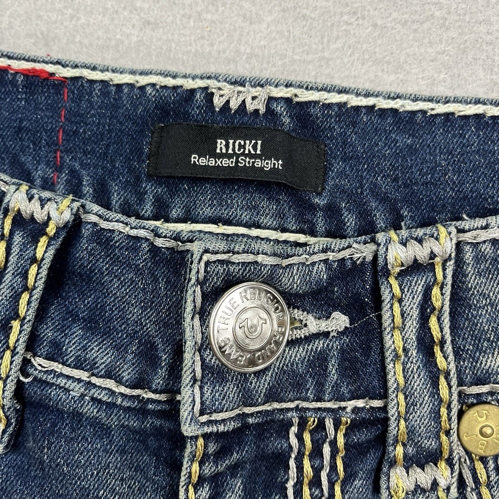 True Religion Jeans Womens 26 Fits 29x32 Ricki Lurex Relaxed Straight Super QT - Picture 9 of 16